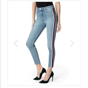 Joe's Charlie Velvet-Trim Ankle Skinny Jeans
